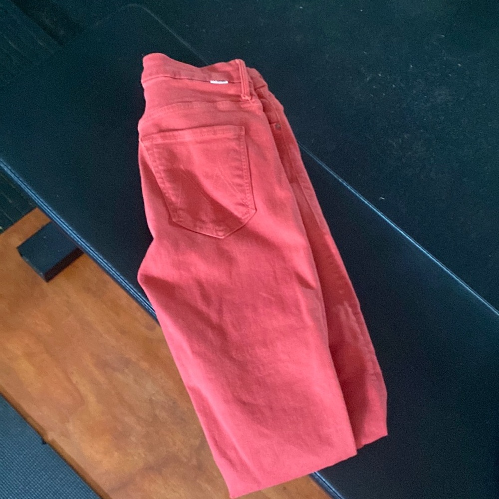 Mother high waisted looker red jeans